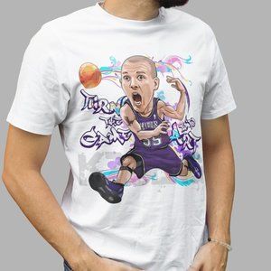 90'S SALEM STYLE CARICATURE J.WILL WHITE CHOCOLATE BASKETBALL SHIRT